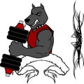 Muscle dog cartoon fitness weight training gym Royalty Free Stock Photo