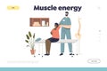 Muscle energy concept of landing page with professional male osteopath making massage to woman