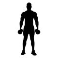 Muscle man bodybuilder with dumbbells Silhouette Royalty Free Stock Photo