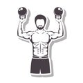 Muscle man lifting weights for Crossfit with shadow Royalty Free Stock Photo