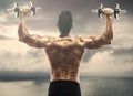 Muscle man lifting weights Royalty Free Stock Photo