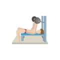Muscle man trained in the gym bar bench press icon Royalty Free Stock Photo