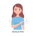 Muscle Pain, Girl Suffering from Symptom of Viral Infection, Influenza or Respiratory Illness, Healthcare and Medicine