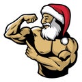 Muscle Santa claus show his body