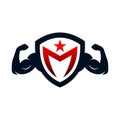 muscle shield letter m logo