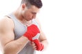 Muscled guy during workout Royalty Free Stock Photo