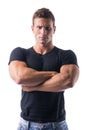 Muscled Man Crossing Arms with Serious Face Royalty Free Stock Photo