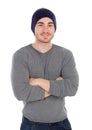 Muscled man with wool hat Royalty Free Stock Photo