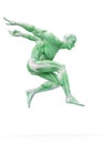 Muscleman anatomy heroic body jumping in white background