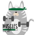 Muscles loading plesase wait...- funny text with cute cat.