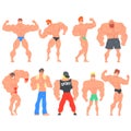 Muscly Bodybuilders Funny Characters Set