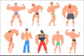 Muscly Bodybuilders Funny Characters Set