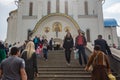 Muscovites visit church on the eve of a religious holiday of orthodox Easter