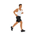 Muscular adult man running or jogging. Workout excercise