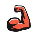 Muscular arm with clenched fist. Gym, power symbol vector