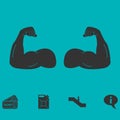 Muscular arm icon flat Royalty Free Stock Photo