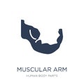 Muscular arm icon. Trendy flat vector Muscular arm icon on white Royalty Free Stock Photo