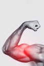Muscular arm and specialization for biceps training.
