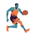 Muscular athlete dribbling basketball ball Royalty Free Stock Photo