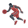 Muscular basketball player dribbling ball to success Royalty Free Stock Photo
