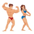 Bodybuilders characters muscular bearded man illustration set fitness models posing bodybuilding vector illustration.