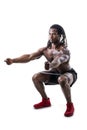 Muscular black man exercising with elastic bands Royalty Free Stock Photo