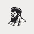 Muscular Black And White Icon Of A Bearded Man Fighting In The Gym Royalty Free Stock Photo