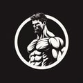 Muscular Black And White Outline Icon - Monochrome Portrait Illustration Royalty Free Stock Photo