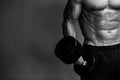 Muscular bodybuilder guy close up monochrome Royalty Free Stock Photo