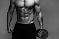 Muscular bodybuilder guy close up monochrome Royalty Free Stock Photo