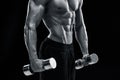 Muscular bodybuilder guy doing posing Royalty Free Stock Photo
