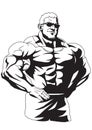 Muscular bodybuilder in sunglasses Royalty Free Stock Photo