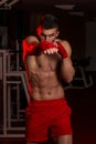 Muscular Boxer MMA Fighter Practice His Skills Royalty Free Stock Photo