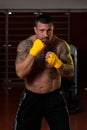 Muscular Boxer MMA Fighter Practice His Skills Royalty Free Stock Photo