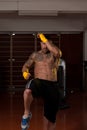 Muscular Boxer MMA Fighter Practice His Skills Royalty Free Stock Photo