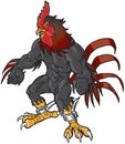 Muscular Cartoon Rooster Mascot with Realistic Head