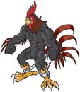 Muscular Cartoon Rooster Mascot with Semi-Realistic Head