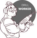 Muscular construction worker with drill vector image