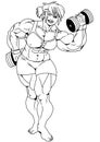 Muscular girl with dumbbells