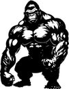 Muscular Gorilla Dark Monochrome Logo