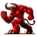 A muscular red monster with an angry expression isolated on a white background 4