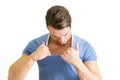 Muscular guy checking out his chest muscles Royalty Free Stock Photo