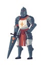 Muscular knights in armor, swords raised high Royalty Free Stock Photo
