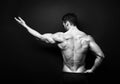 Muscular male back in black in white Royalty Free Stock Photo