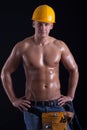 Muscular male construction worker Royalty Free Stock Photo