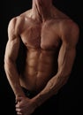 Muscular male torso isolated on black background. Royalty Free Stock Photo