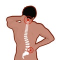 Muscular man with back neck ache .