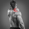 Muscular man Back Neck pain Royalty Free Stock Photo