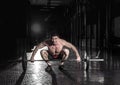 Muscular man doing the crossfit exercise in the gym.Preparing to Royalty Free Stock Photo