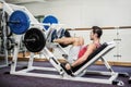 Muscular man doing exercise for legs Royalty Free Stock Photo